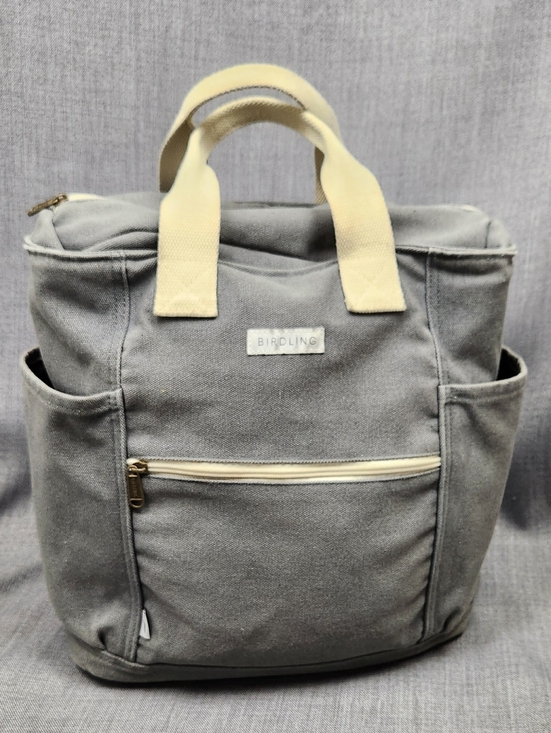Birdling Handbags - Birdling Gray & Cream Diaper  Backpack with Cream Handles